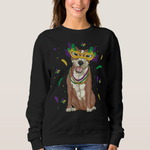 Beads Mask Pitbull Mardi Gras Pit Bull Dog Mom Dad Sweatshirt