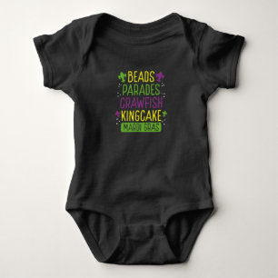 Beads parades crawfish kingcake baby bodysuit