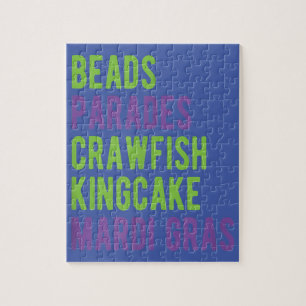 Beads Parades Crawfish Kingcake Mardi Gras Jigsaw Puzzle