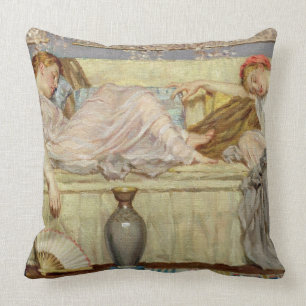 Beads (study), c.1875 (oil on canvas) throw pillow