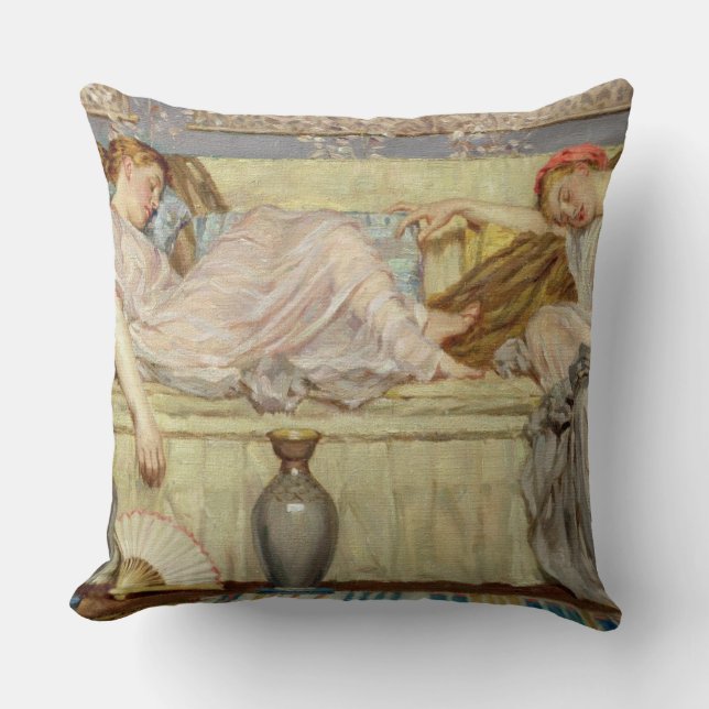 Beads (study), c.1875 (oil on canvas) throw pillow (Front)