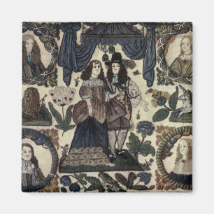 Beadwork Embroidery Charles II and His Queen Magnet