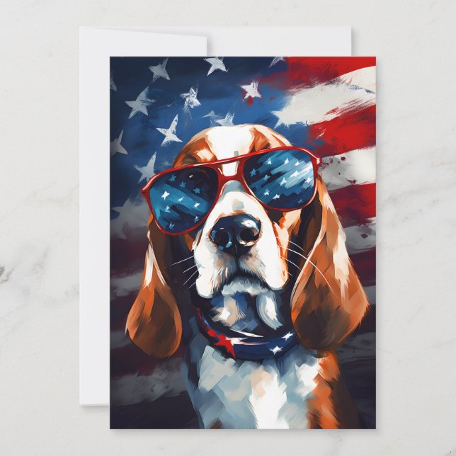Beagle 4th of July Independence day Holiday Card (Front)