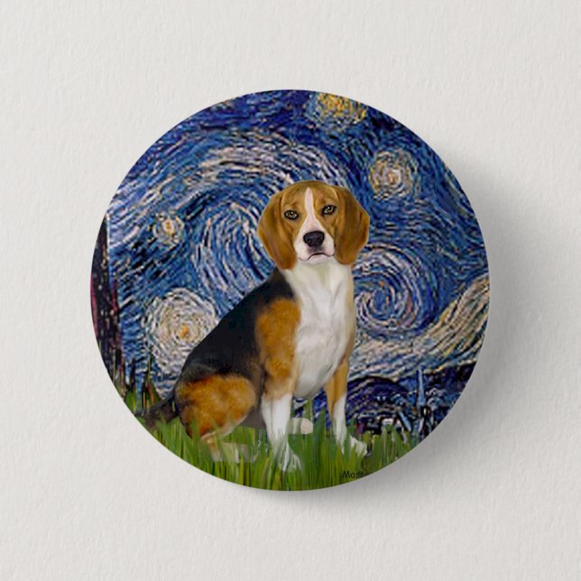 Beagle 7 - Starry Night 2 Inch Round Button (Front)