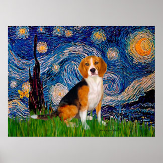 Beagle 7 - Starry Night Poster