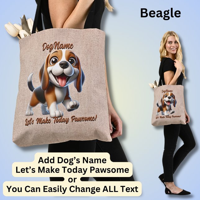 Beagle - Add Dog's Name, Change Text Tote Bag (Creator Uploaded)