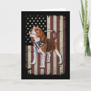 Beagle American Flag Bandana Patriotic 4th Of July Card