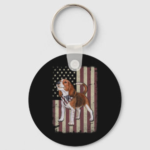 Beagle American Flag Bandana Patriotic 4th Of July Keychain