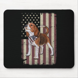 Beagle American Flag Bandana Patriotic 4th Of July Mouse Pad