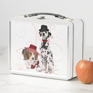 Beagle and Dalmatian Dressed for the Dog Mom Metal Lunch Box