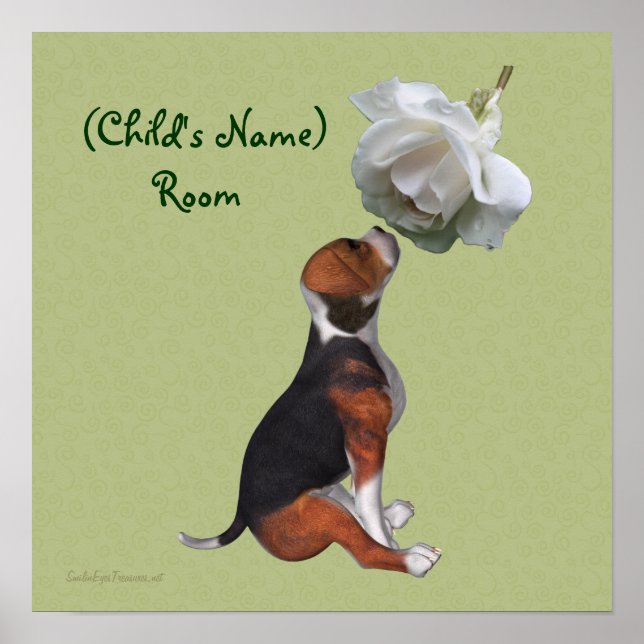 Beagle And Rose Kids Room Personalized Poster (Front)