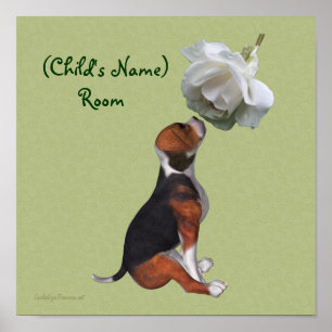 Beagle And Rose Kids Room Personalized Poster