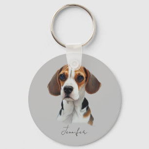 Beagle art custom keychain