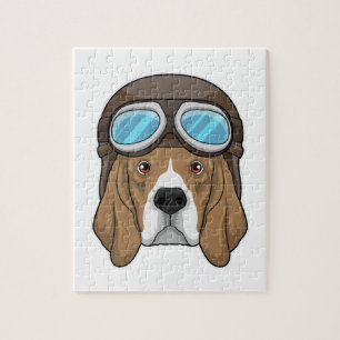 Beagle as Pilot with Pilot hat Jigsaw Puzzle