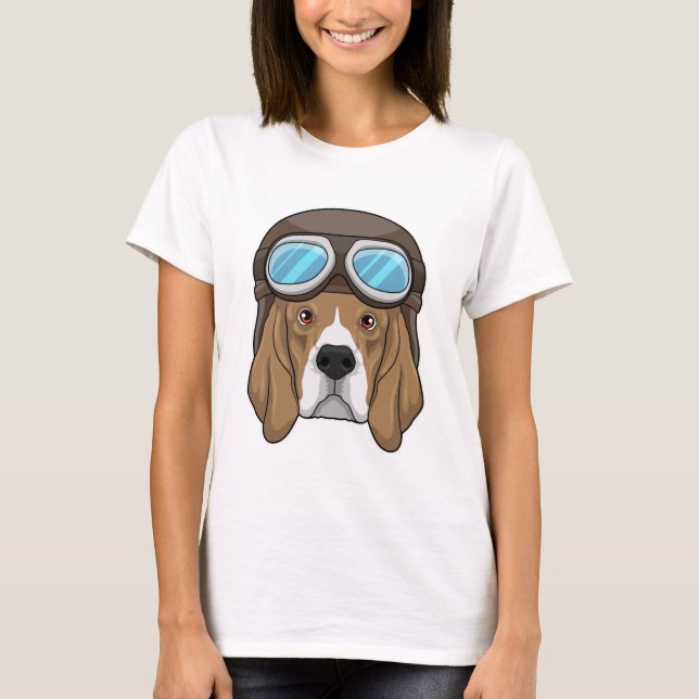 Beagle as Pilot with Pilot hat T-Shirt (Front)