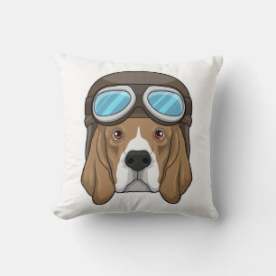 Beagle as Pilot with Pilot hat Throw Pillow
