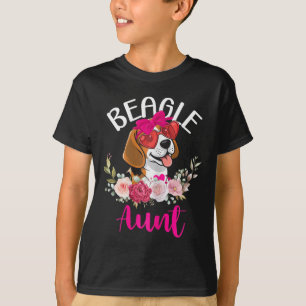 Beagle Aunt Floral Valentine Design Dog Lover Aunt T-Shirt