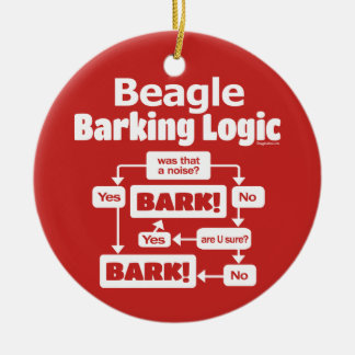 Beagle Barking Logic Ceramic Ornament