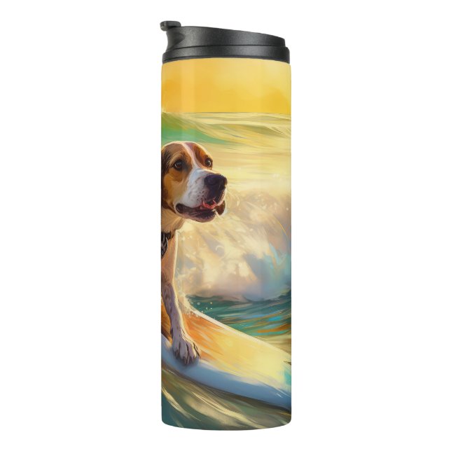 Beagle Beach Surfing Painting Thermal Tumbler