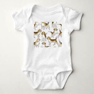 Beagle Beauty: Watercolor Dog Pattern Baby Bodysuit