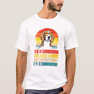 Beagle Best Dog Mom Ever Retro Sunset Beach Vibe T-Shirt