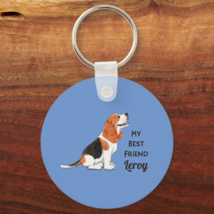 Beagle Best Friend Custom Name Address Keychain