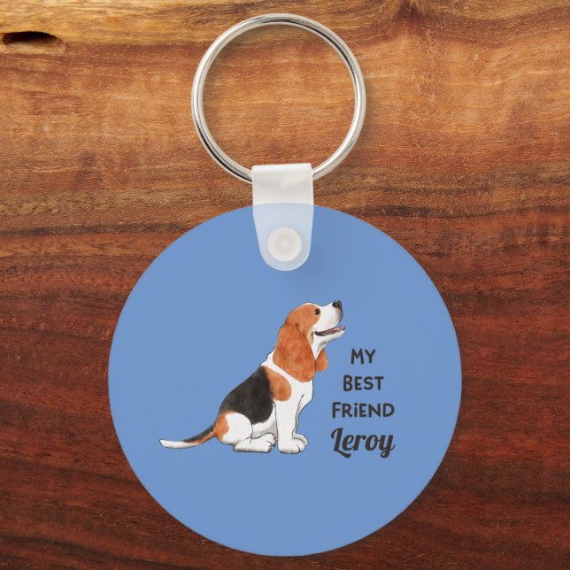 Beagle Best Friend Custom Name Address Keychain (Front)