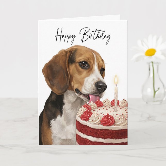 Beagle Birthday Cake Inspector Card (Small Plant)