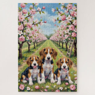 Beagle Blossom Orchard Art Jigsaw Puzzle