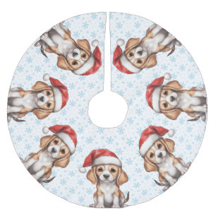Beagle Blue Snowflake Brushed Polyester Tree Skirt