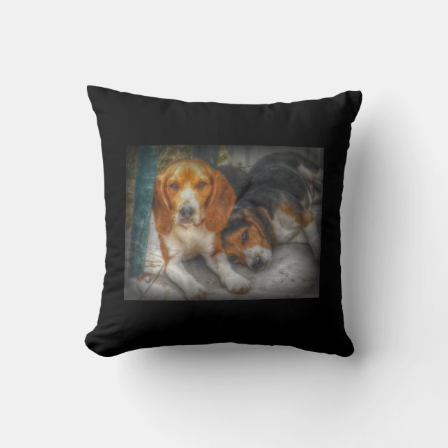Beagle Brothers Throw Pillow (Front)