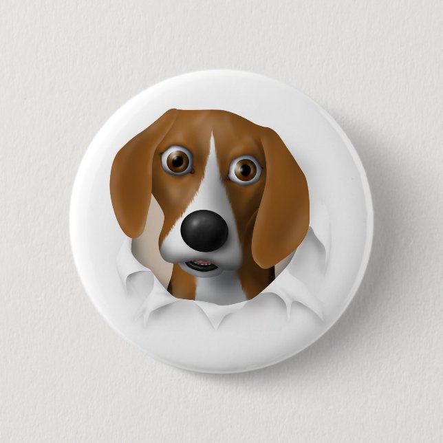 Beagle Busting Out 2 Inch Round Button (Front)