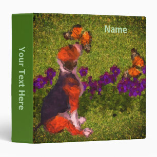 Beagle Butterflies Flowers Painting Personalized Binder
