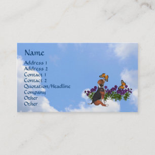 Beagle Butterflies Pansies Cute Business Card