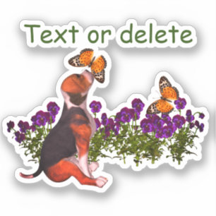 Beagle Butterflies Pansies Cute Personalized 