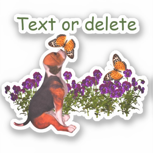 Beagle Butterflies Pansies Cute Personalized  (Front)