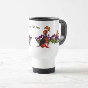 Beagle Butterflies Pansies Cute Personalized Travel Mug
