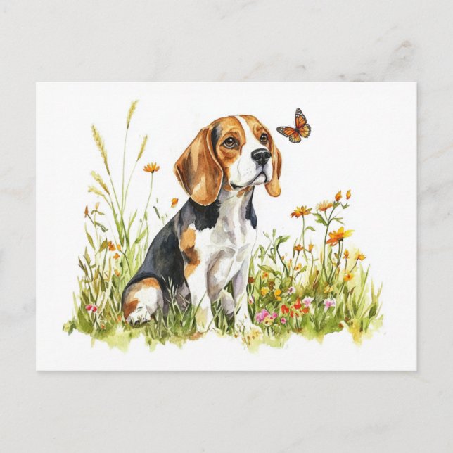 Beagle & Butterfly - Postcard (Front)