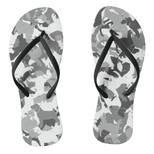 Beagle camouflage flip flops