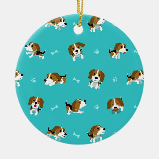 Beagle Cartoon Ceramic Ornament (Front)