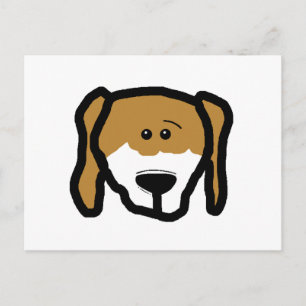 beagle cartoon head postcard