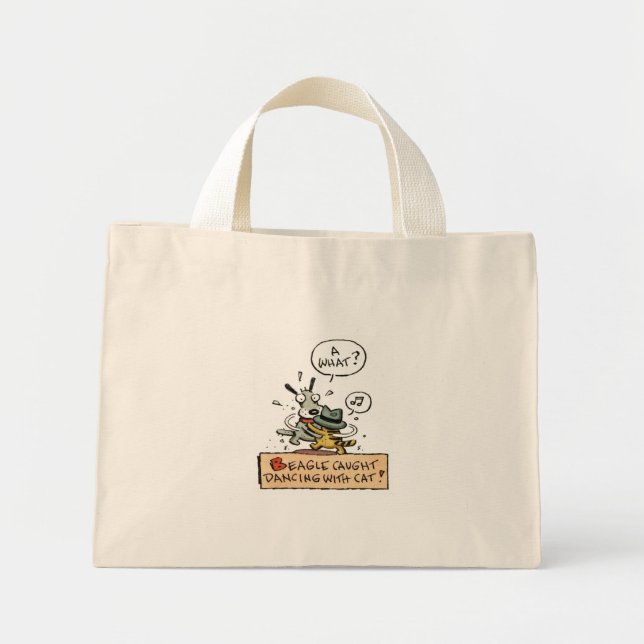 Beagle Caught Dancing with a Cat Mini Tote Bag (Front)