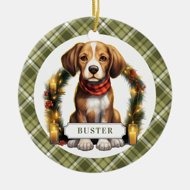 Beagle Ceramic Circle Ornament (Front)