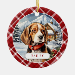 Beagle Ceramic Circle Ornament