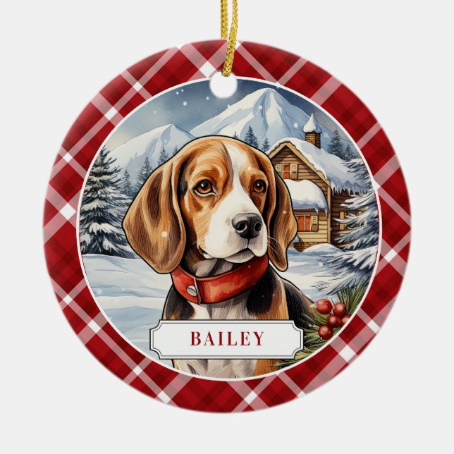 Beagle Ceramic Circle Ornament (Front)