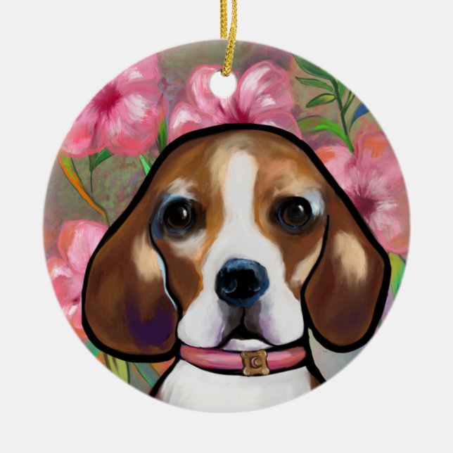 Beagle         ceramic ornament (Front)