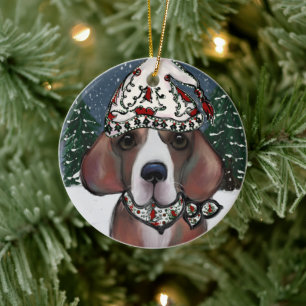 Beagle ceramic ornament