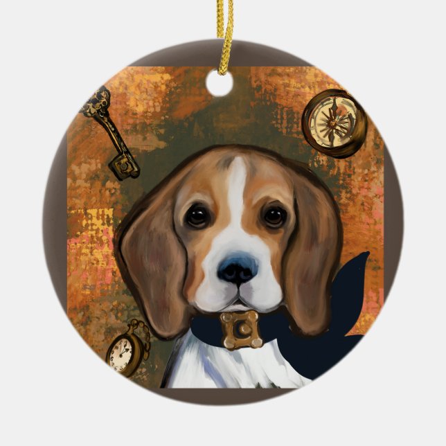 Beagle    ceramic ornament (Front)
