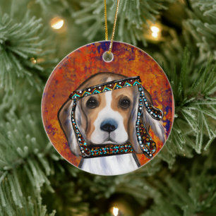Beagle ceramic ornament