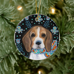 Beagle ceramic ornament